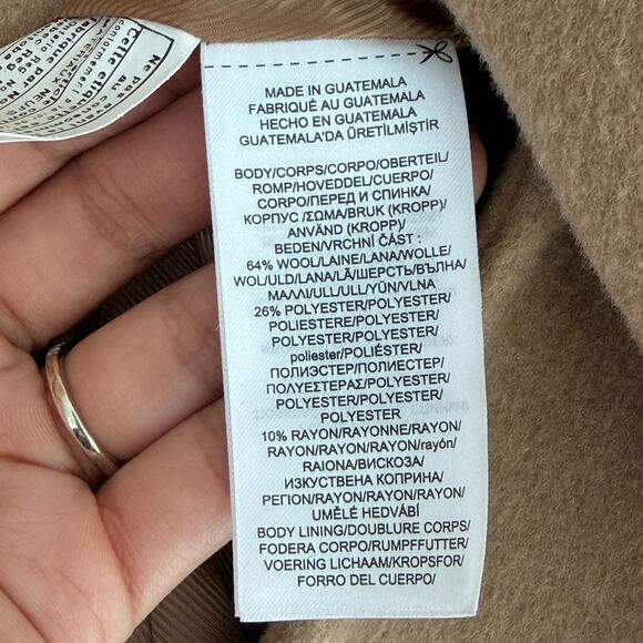 Ralph Lauren Wool Blend Car Coat Womens XL Camel Icon A Line Minimalist Luxury - Picture 13 of 16